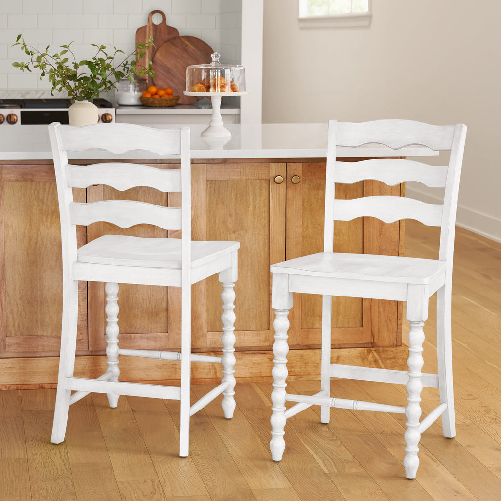 Harper Counter-height Wood Stools, 2 Pack, White
