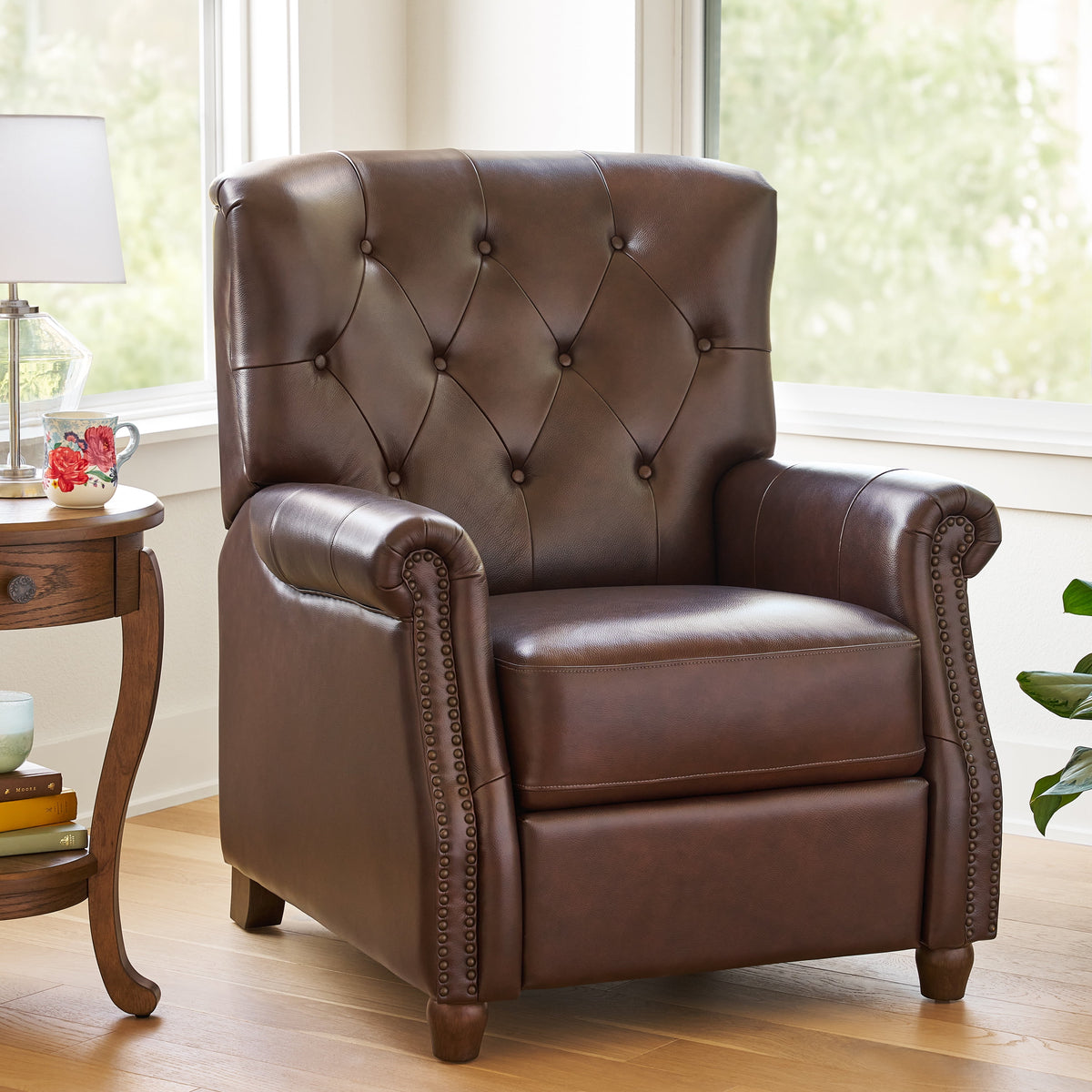 Harper Leather Recliner with Whiskey Upholstery