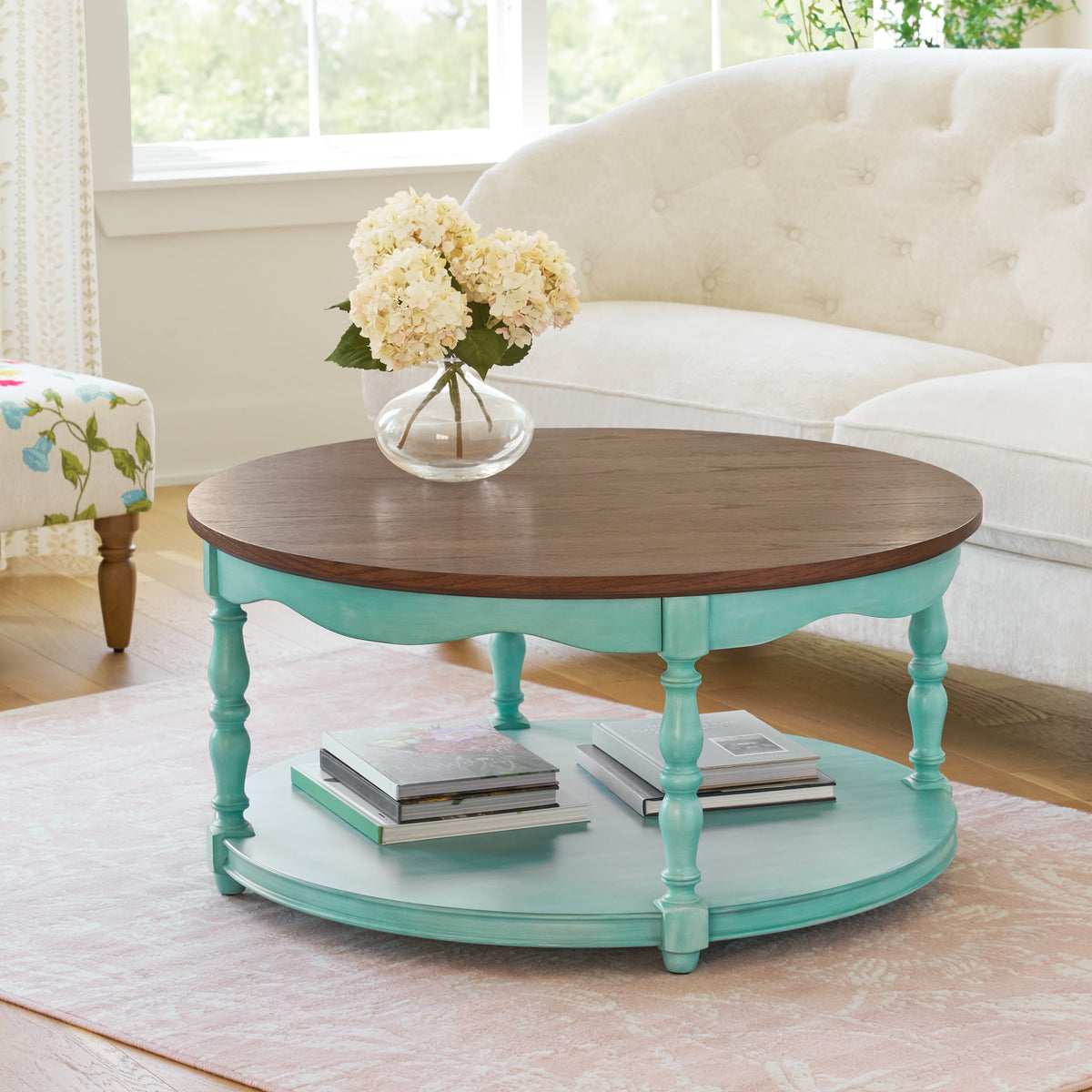 Piooner Decor Helen Round Coffee Table, Heirloom Brown