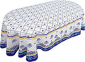 Polish Pottery Style Tablecloth, Blue Ceramic Table Cloth, Farmhouse Tablecover for Oval Tables 60 x 84