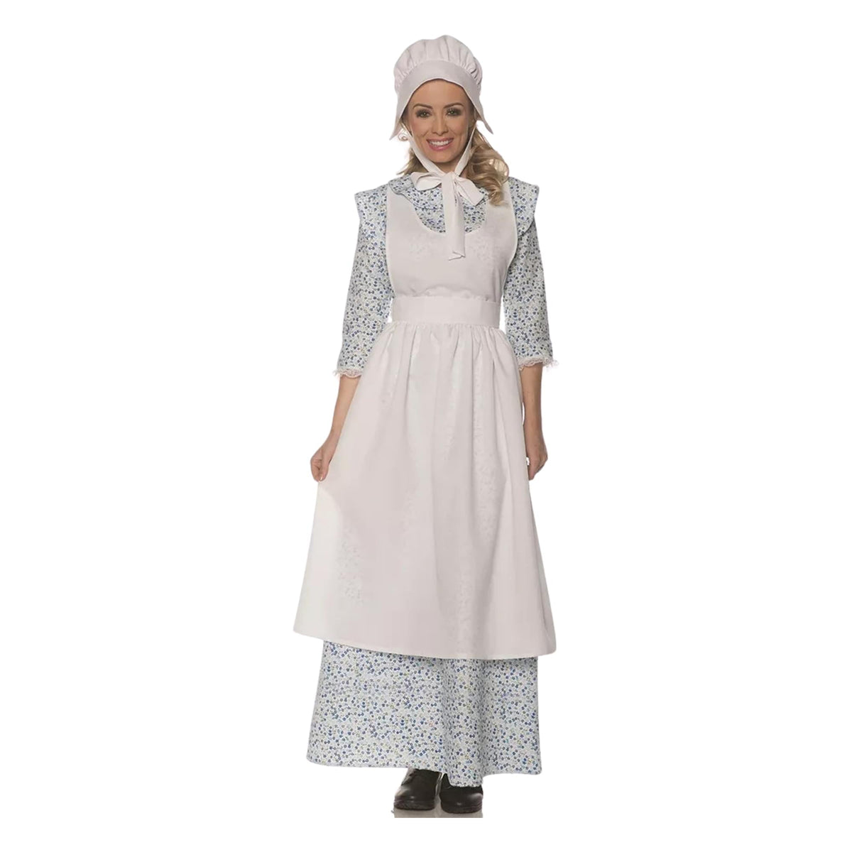 Pioneer Womens Costume with Apron and Bonnet | Large Female
