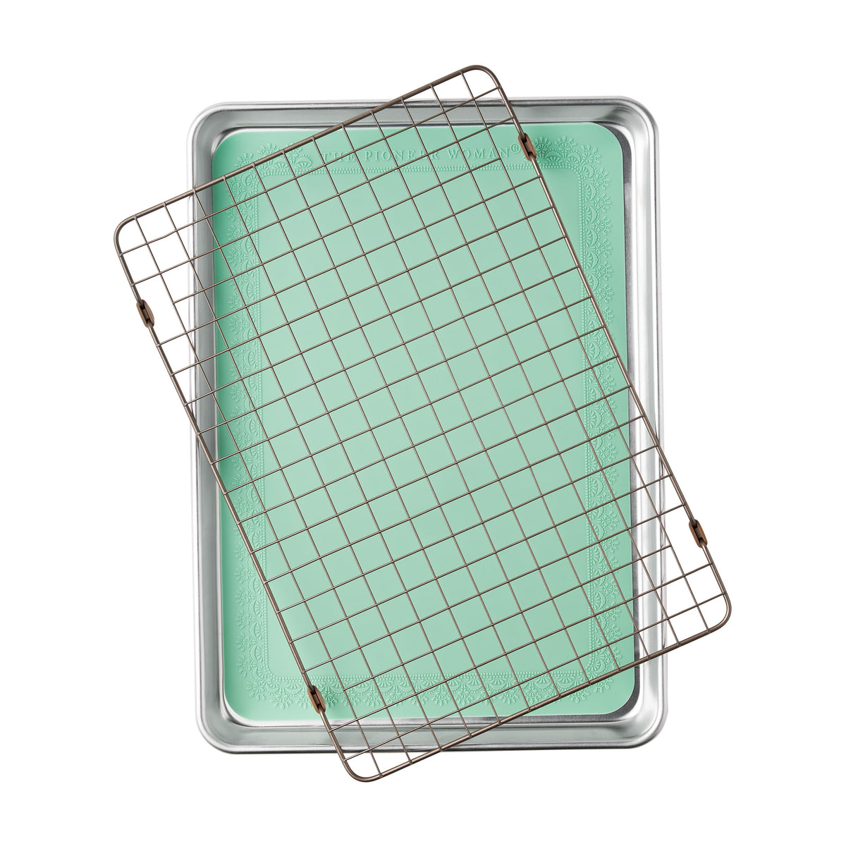 Aluminum Sheet Pan Set with Wire Rack & Silicone Baking Mat, 3-Piece, 13"x18"