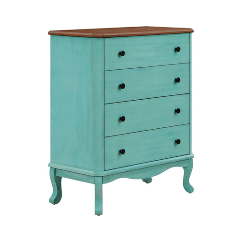4-Drawer Dresser Solid Wood, Teal