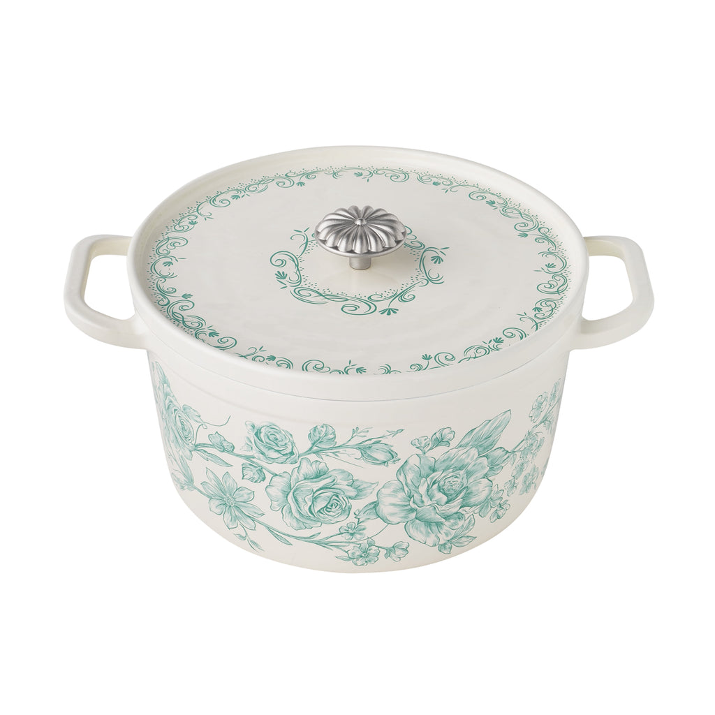 Piooner Decor 5-Quart Enamel Cast Iron Dutch Oven with Lid, Dark Green - Rustic Home