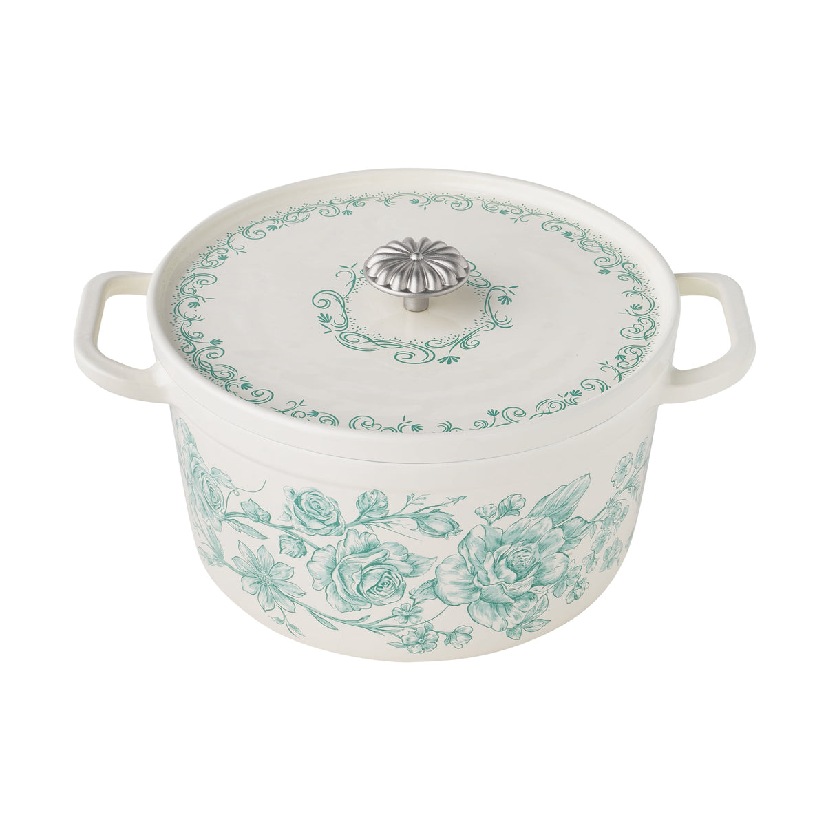 Piooner Decor 5-Quart Enamel Cast Iron Dutch Oven with Lid, Dark Green - Rustic Home