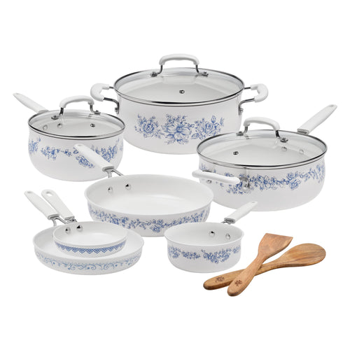 12-Piece Classic Ceramic Cookware Set, Agatha Blue