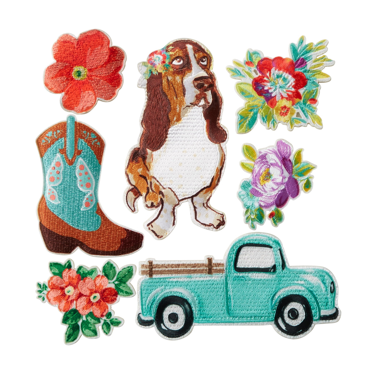 Assorted Adhesive Iron-on Patch Appliques Set, 7-Piece