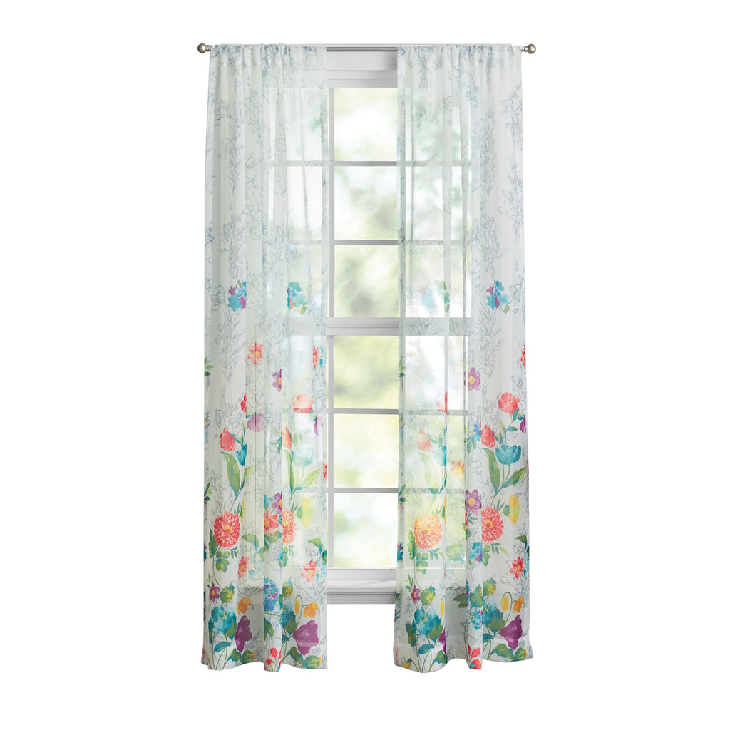 Blooming Bouquet Curtain Panel Pair, Set of 2, Floral, 40"W x 84"L