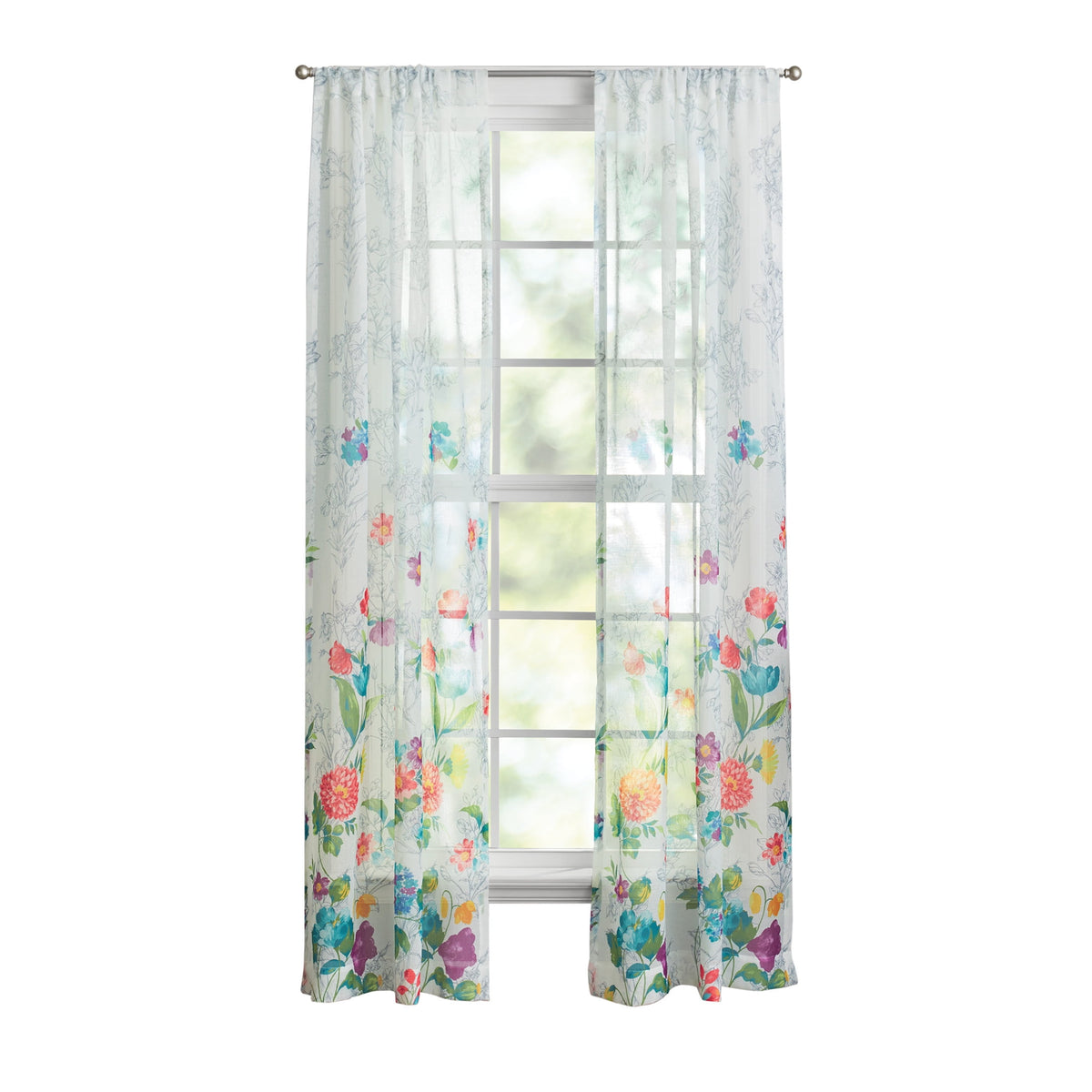 Blooming Bouquet Curtain Panel Pair, Set of 2, Floral, 40"W x 84"L