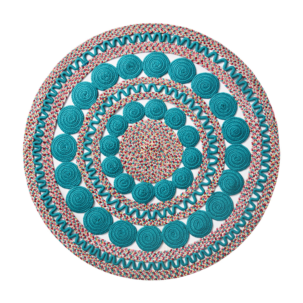 Braided Floral Round Rug, 48"