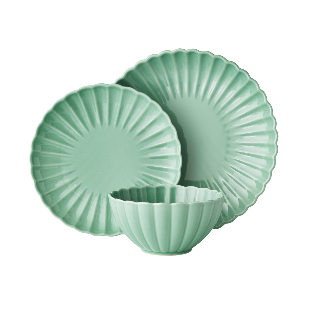 Piooner Decor Colette 12-Piece Stoneware Dinnerware Set, Blue