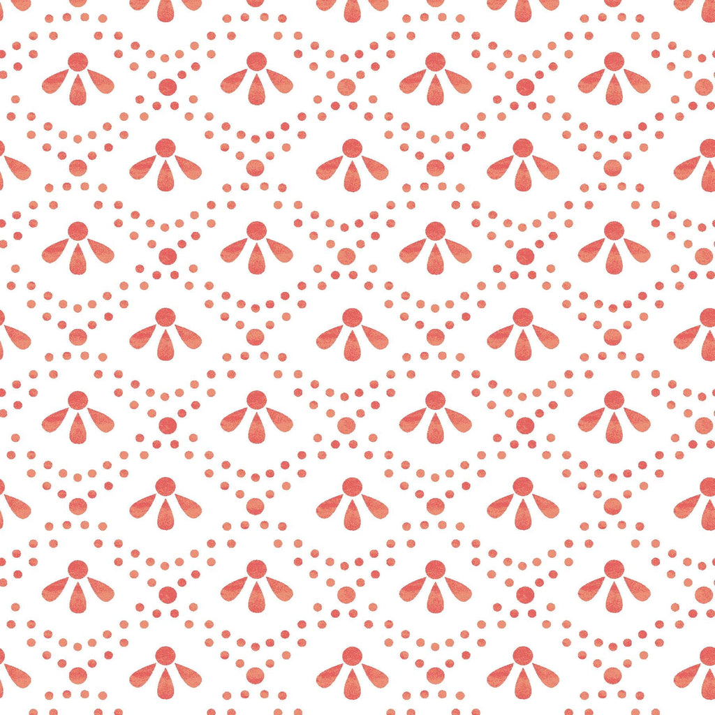 Coral Tonal Scallop Peel & Stick Vinyl Wallpaper, 215-in by 20.5-in, 30.75 sq.