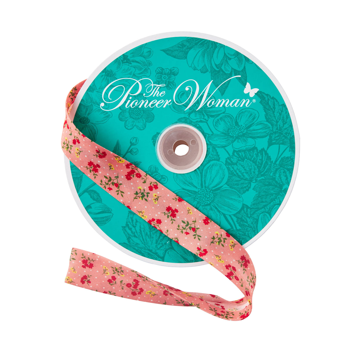 Piooner Decor Vintage Floral White Double Fold Cotton Bias Tape Ribbon, 7/8" x 25 Yards