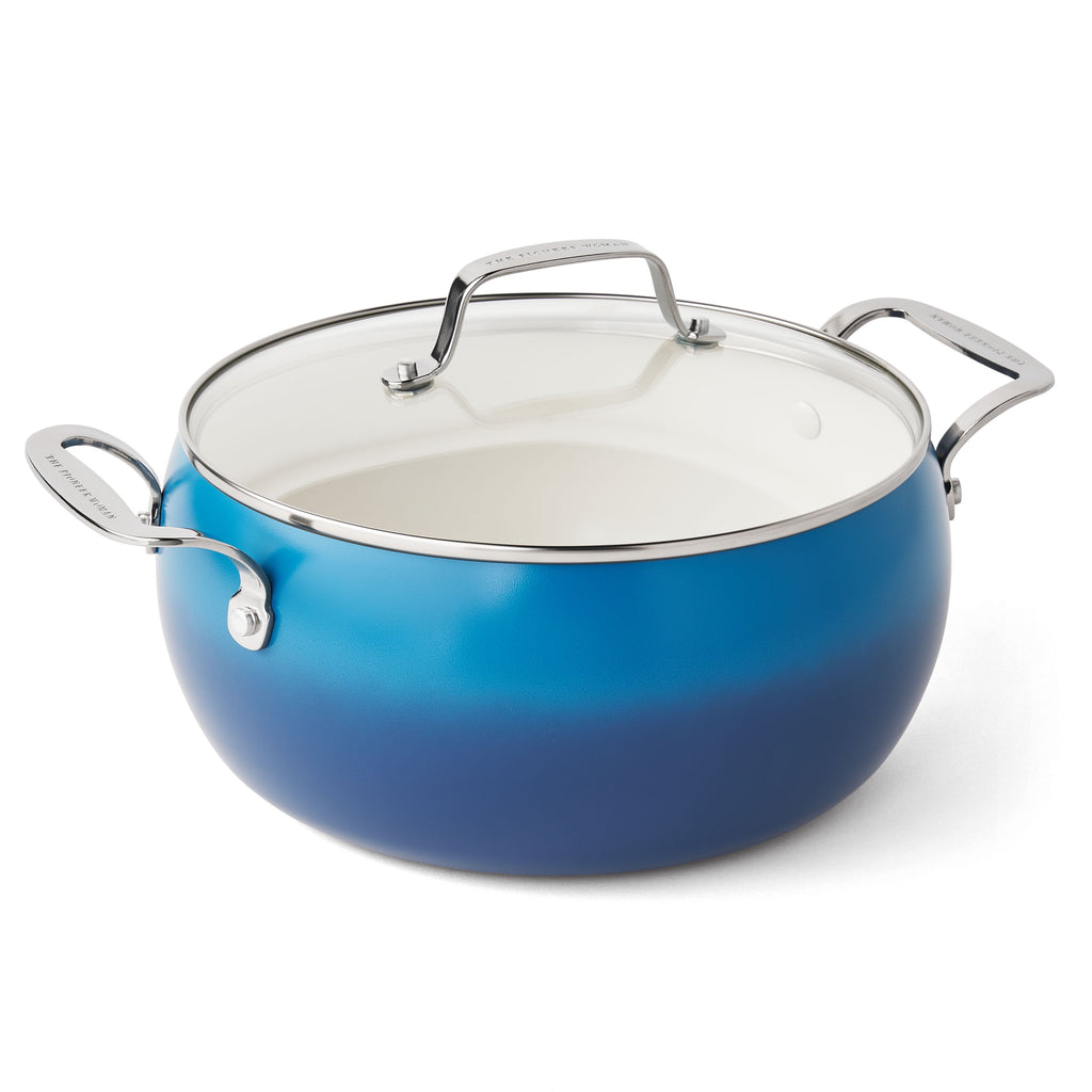 Harlow 7.5 Qt Ceramic Nonstick Stock Pot with Lid, Denim Blue - Farmhouse