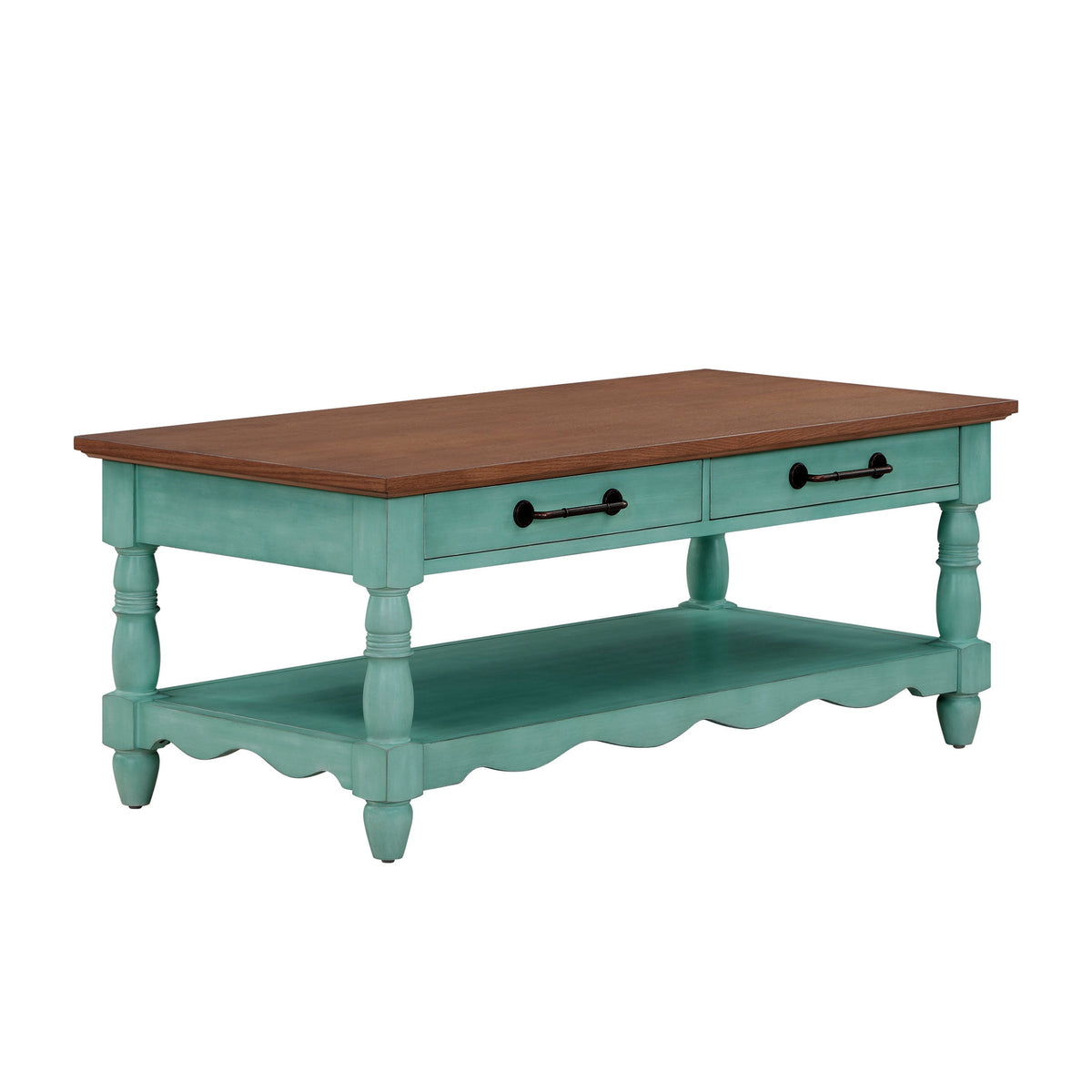Helen Coffee Table Solid Wood, Teal