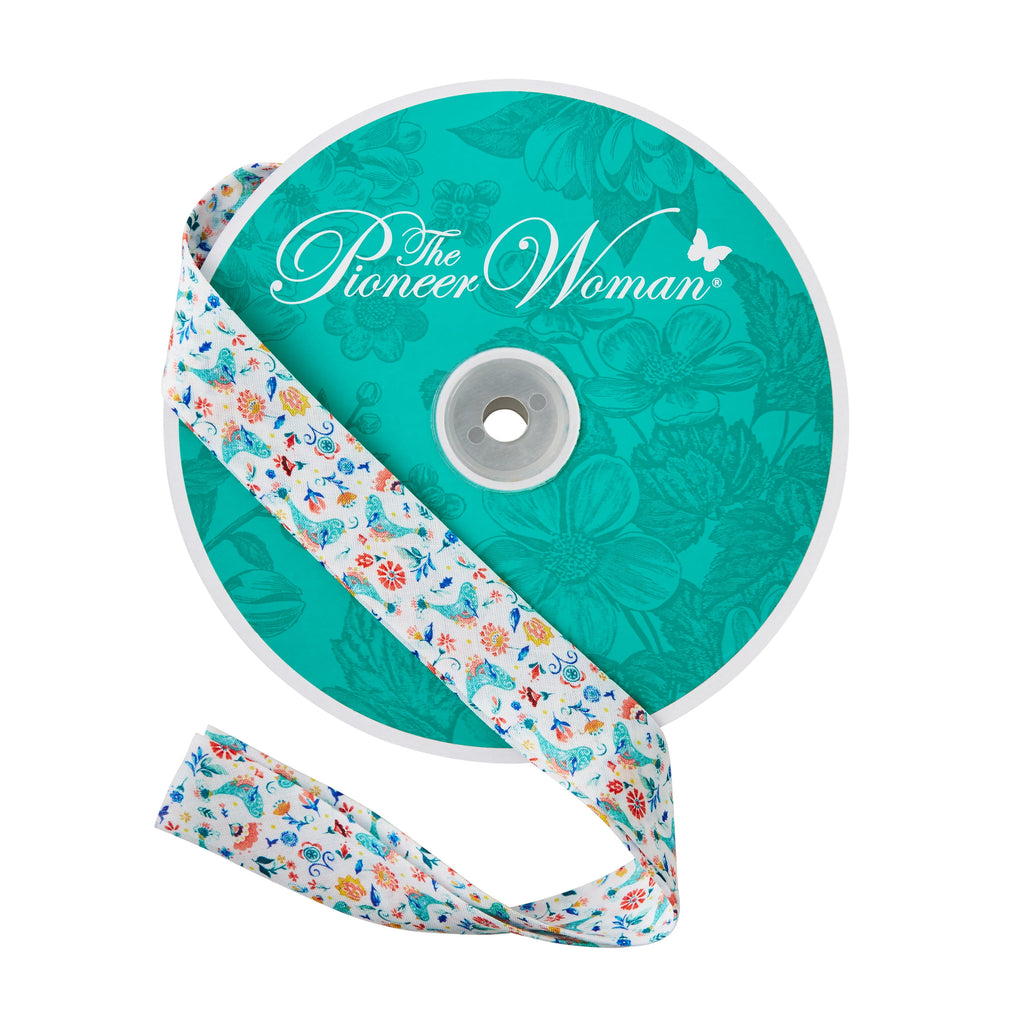 Piooner Decor Sweet Rose Double Fold Cotton Quilt Binding Ribbon, 7/8" x 25 Yards