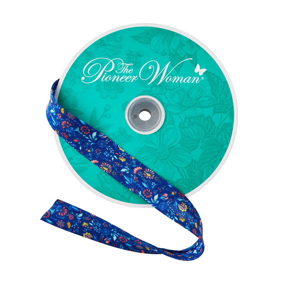 Piooner Decor Vintage Floral White Double Fold Cotton Bias Tape Ribbon, 7/8" x 25 Yards