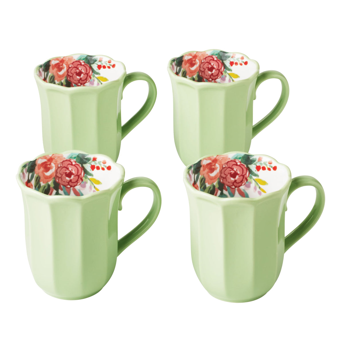 Painted Meadow 16-Ounce Ceramic Mugs, Set of 4