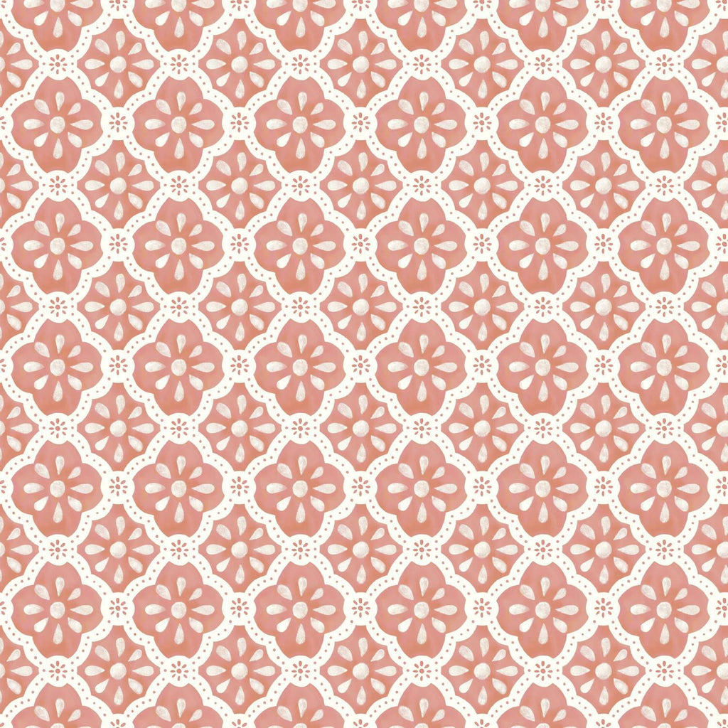 Pink Salmon Washy Trellis Peel & Stick Wallpaper, 18" x 18.86' - Rustic