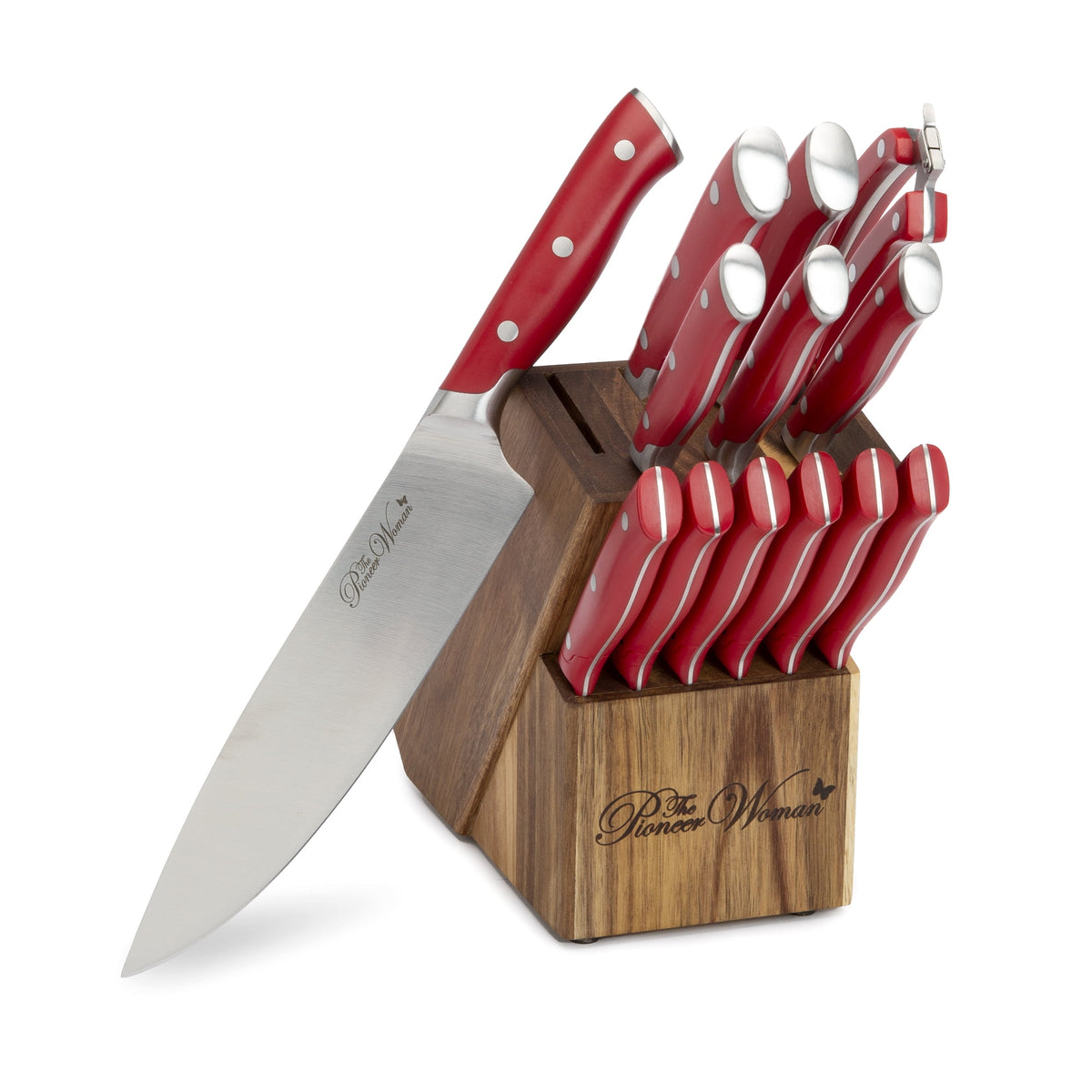 Piooner Decor Signature 14-Piece Stainless Steel Knife Block Set, Gray