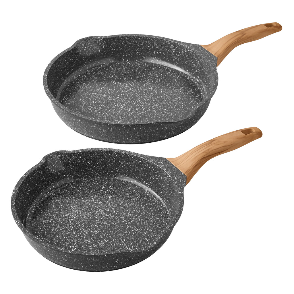 Prairie Signature 2-Piece Cast Aluminum 10" & 12" Fry Pan Set, Charcoal Speckle