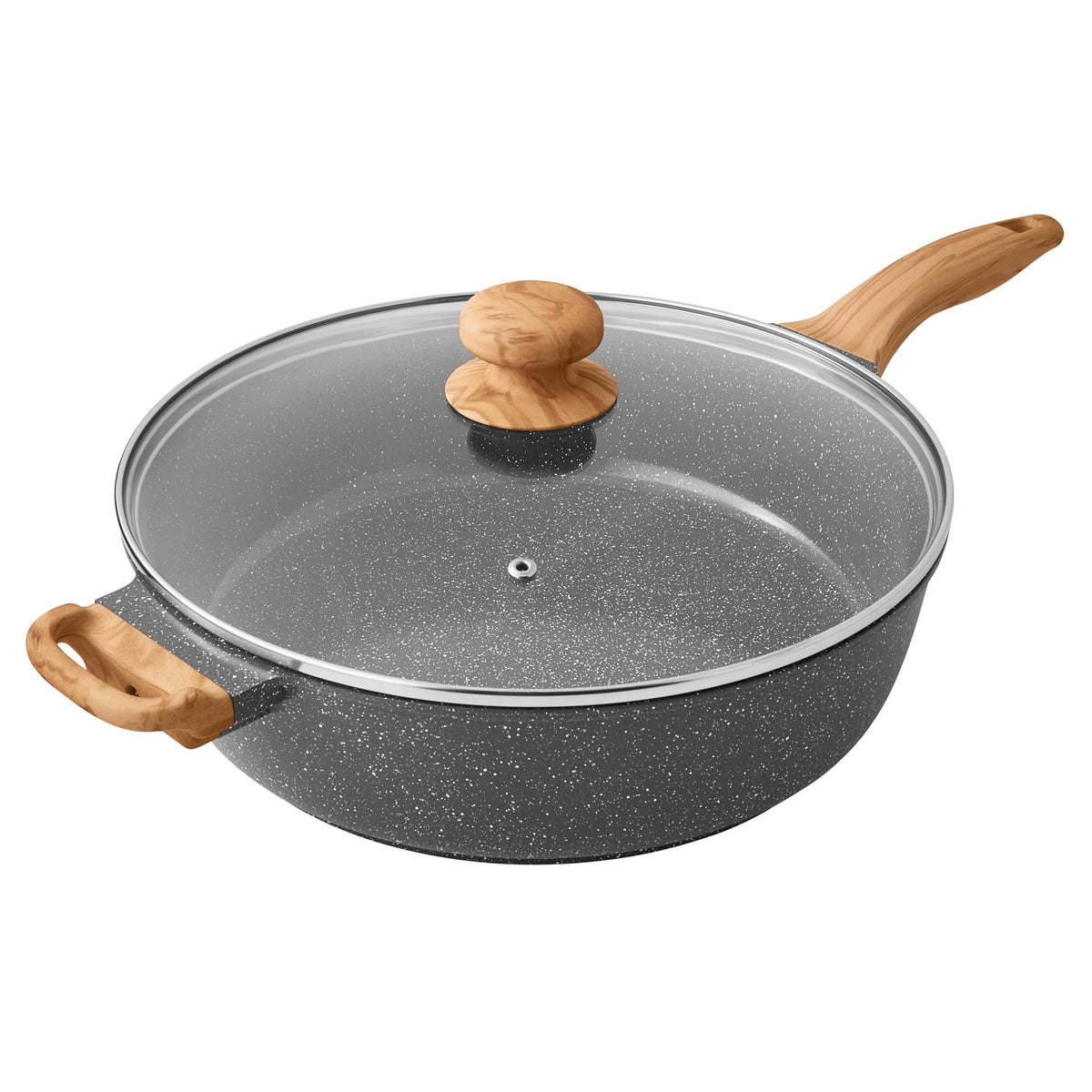 Prairie Signature 6-Quart Cast Aluminum Jumbo Cooker Saute Pan, Charcoal Speckle - Farmhouse