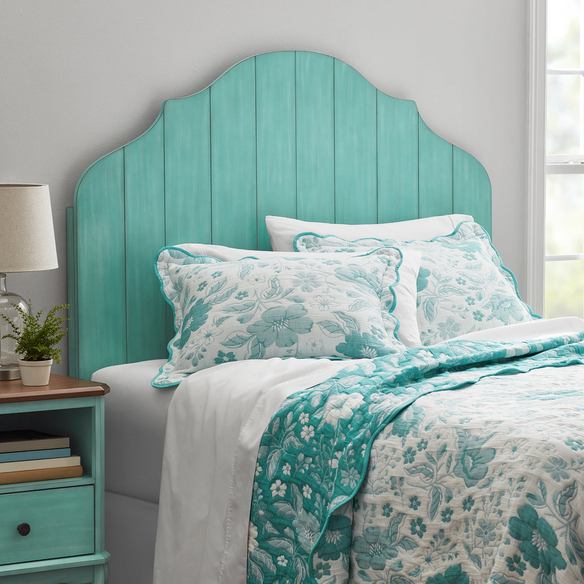 Piooner Decor Queen Headboard Solid Wood, White