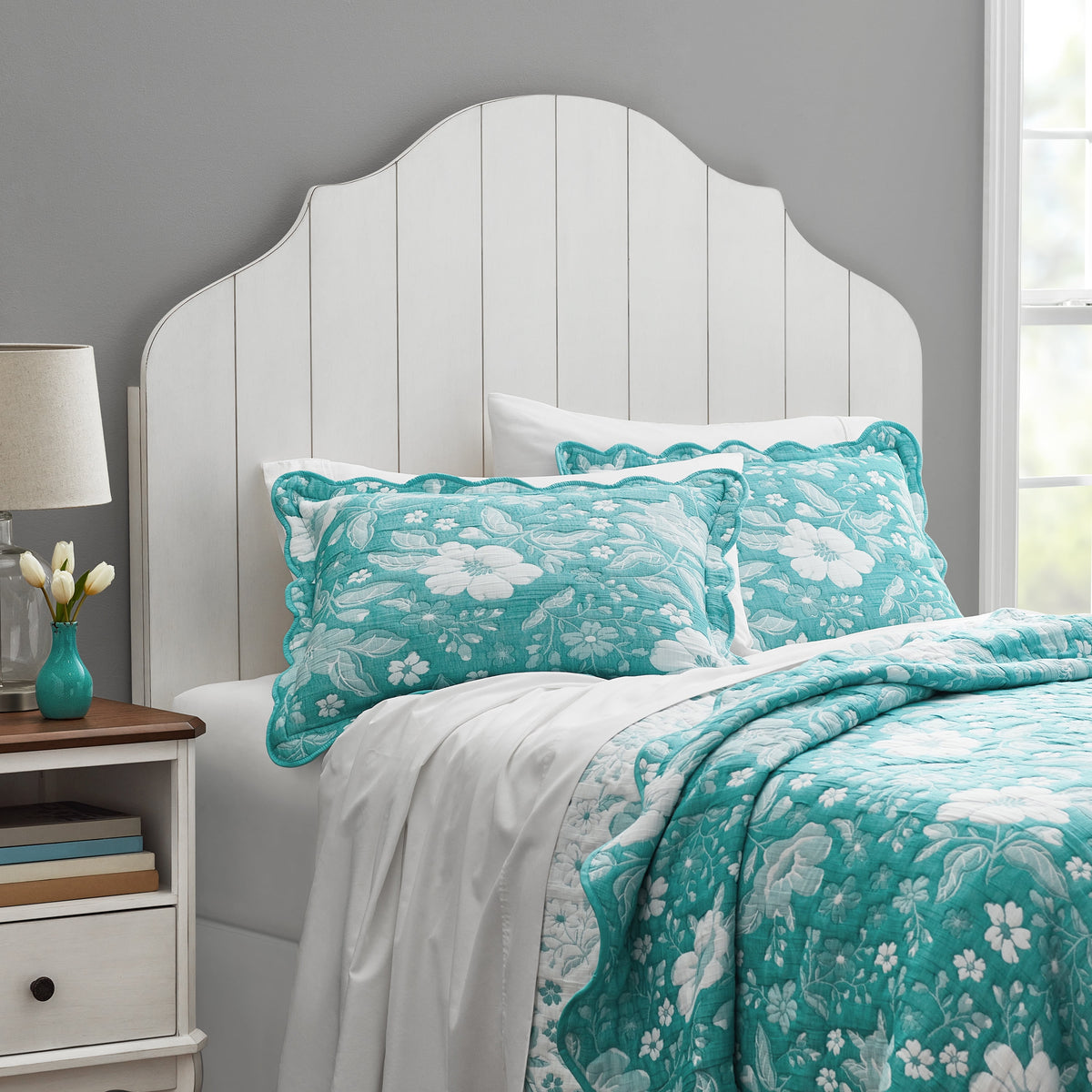 Queen Headboard Solid Wood, White