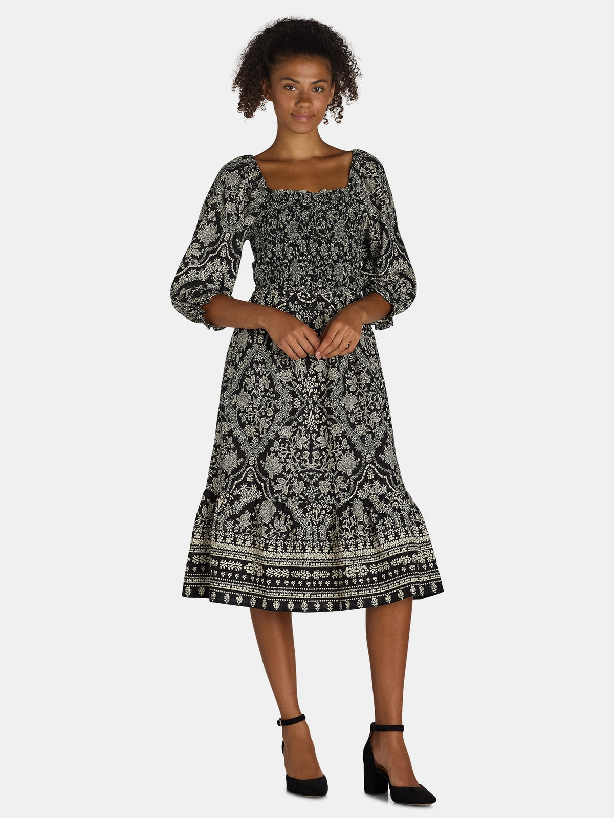 Piooner Decor Smocked Bodice Midi Dress, Women's, Sizes XS-3X