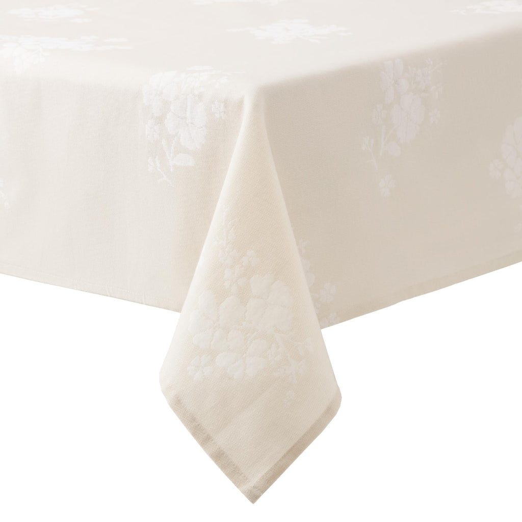 Tonal Floral Jacquard Woven Fabric Tablecloth, Light Taupe, 60"W x 102"L - Classic