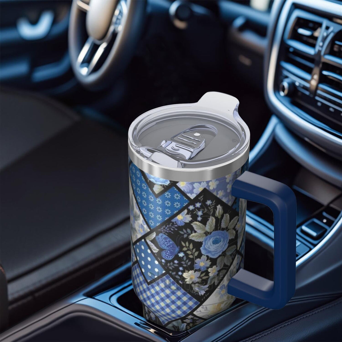 Wildflower Tumbler with Handle and Lid, 40oz Wildflower Double Wall Vacuum Insulated Tumbler, Wildflower