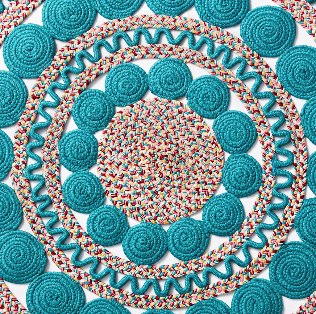 Braided Floral Round Rug, 48"