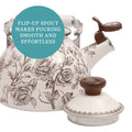 2.0-Quart Enamel on Steel Agatha Tea Kettle, Brown