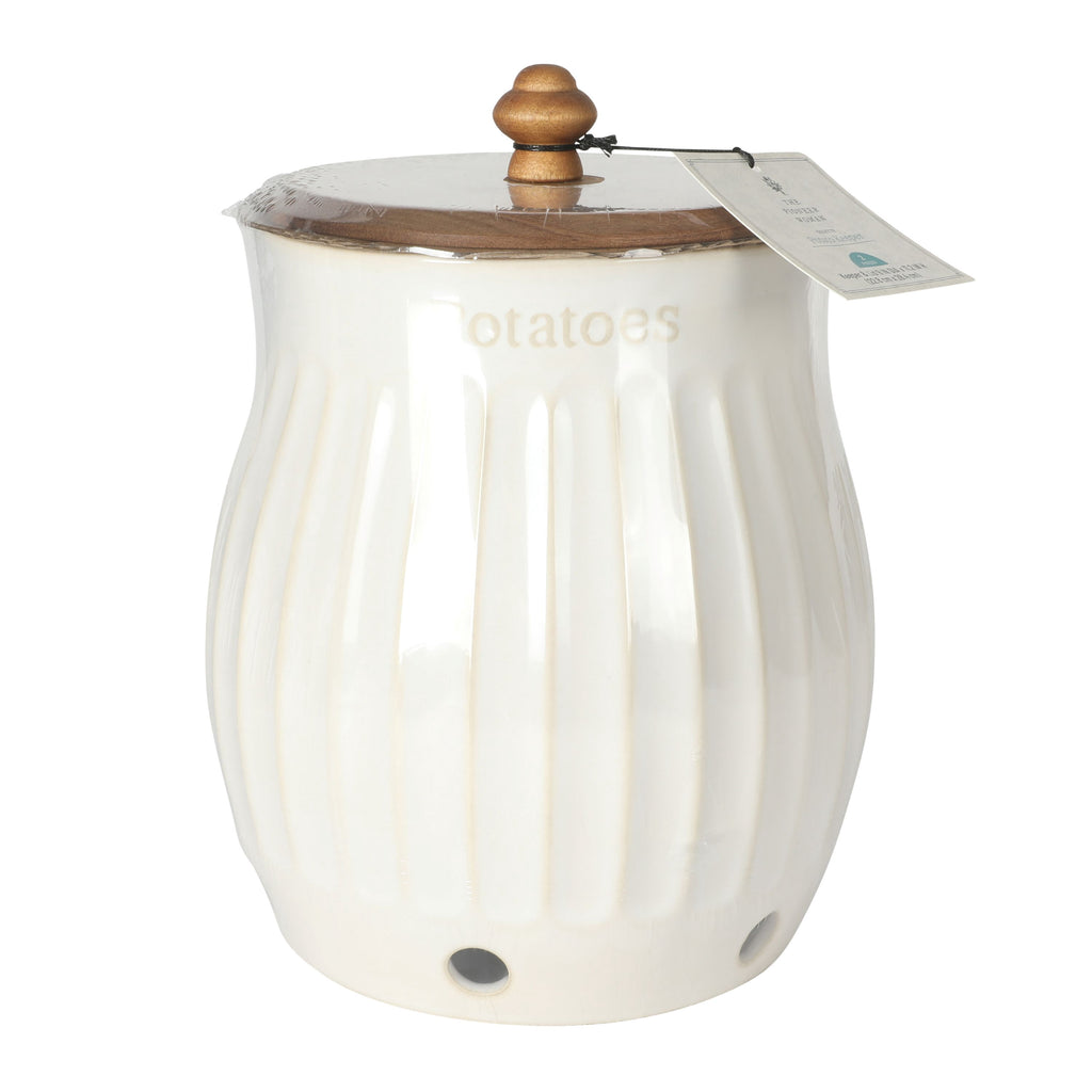 Colette Stoneware Potato Keeper, White
