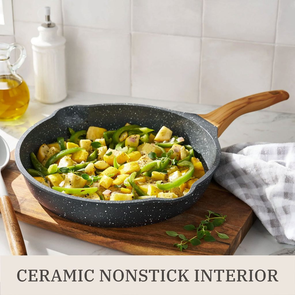 Prairie Signature 14-Piece Cast Aluminum Cookware Set, Charcoal