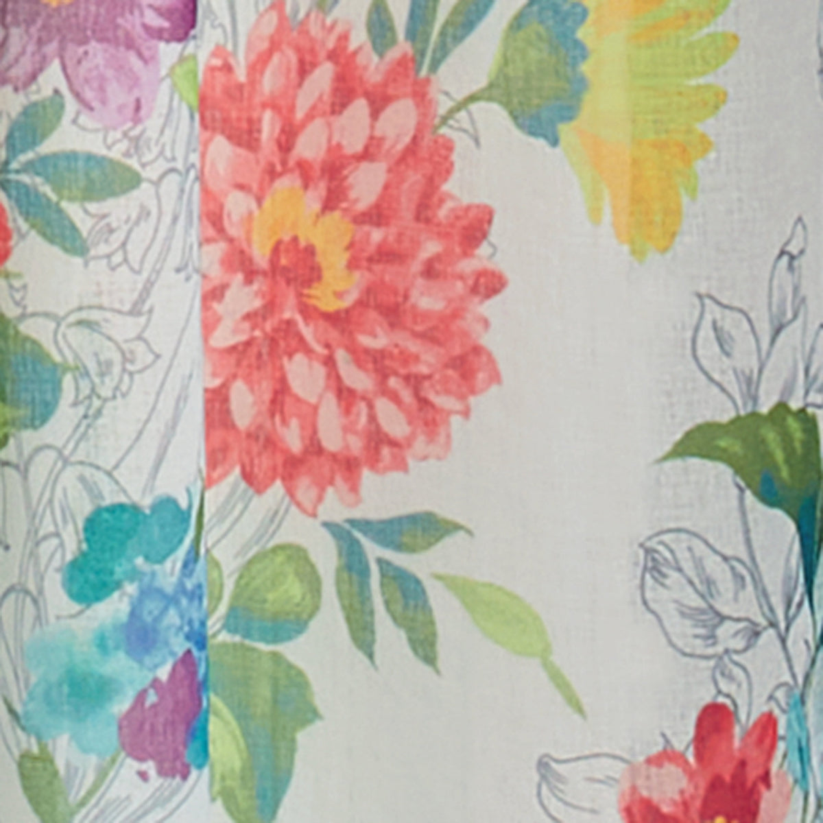 Blooming Bouquet Curtain Panel Pair, Set of 2, Floral, 40"W x 84"L