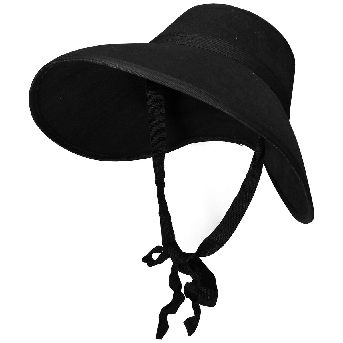 Vintage Old Fashioned Bonnet - Black Colonial Pioneer Prairie Felt Sun Hat Bonnets for Women