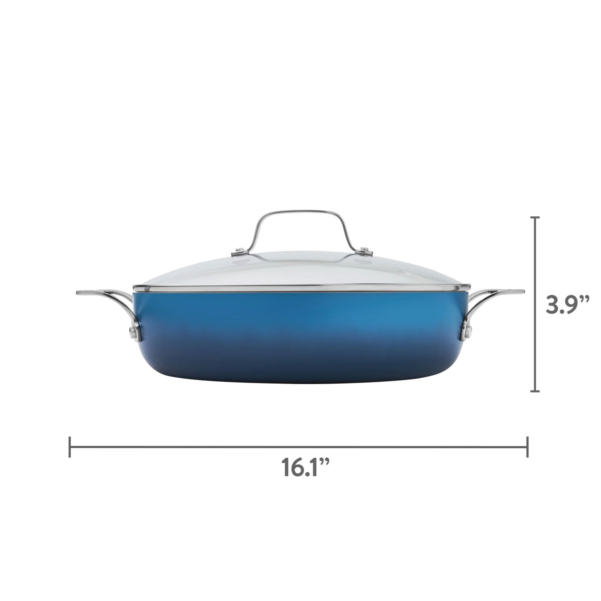 Harlow 12" Ceramic Nonstick Everyday Pan with Lid, Denim Blue
