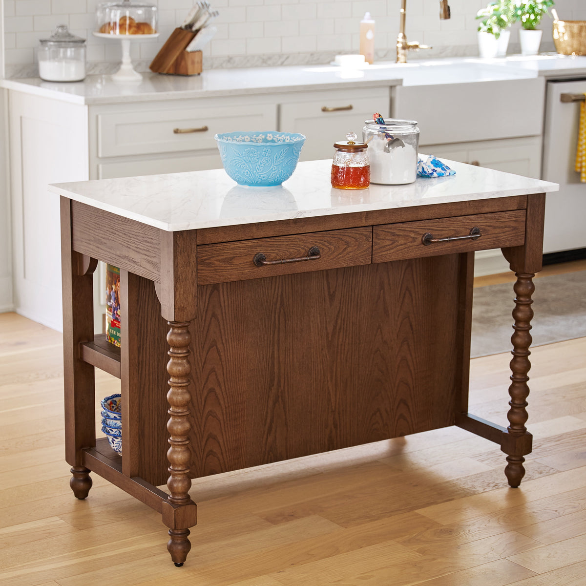 Harper Kitchen Island with Drawers, Homestead Brown