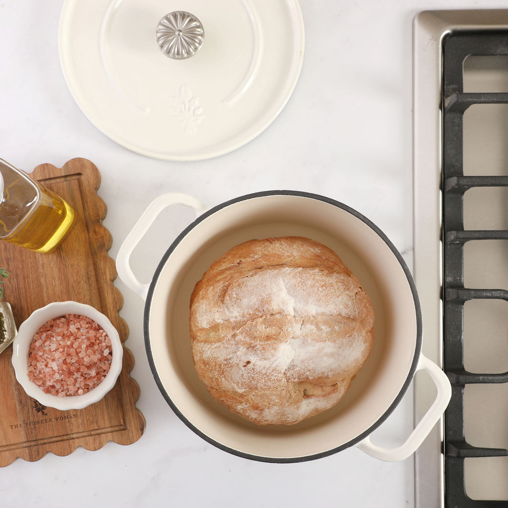 5-Quart Enameled Cast Iron Dutch Oven with Lid, Linen