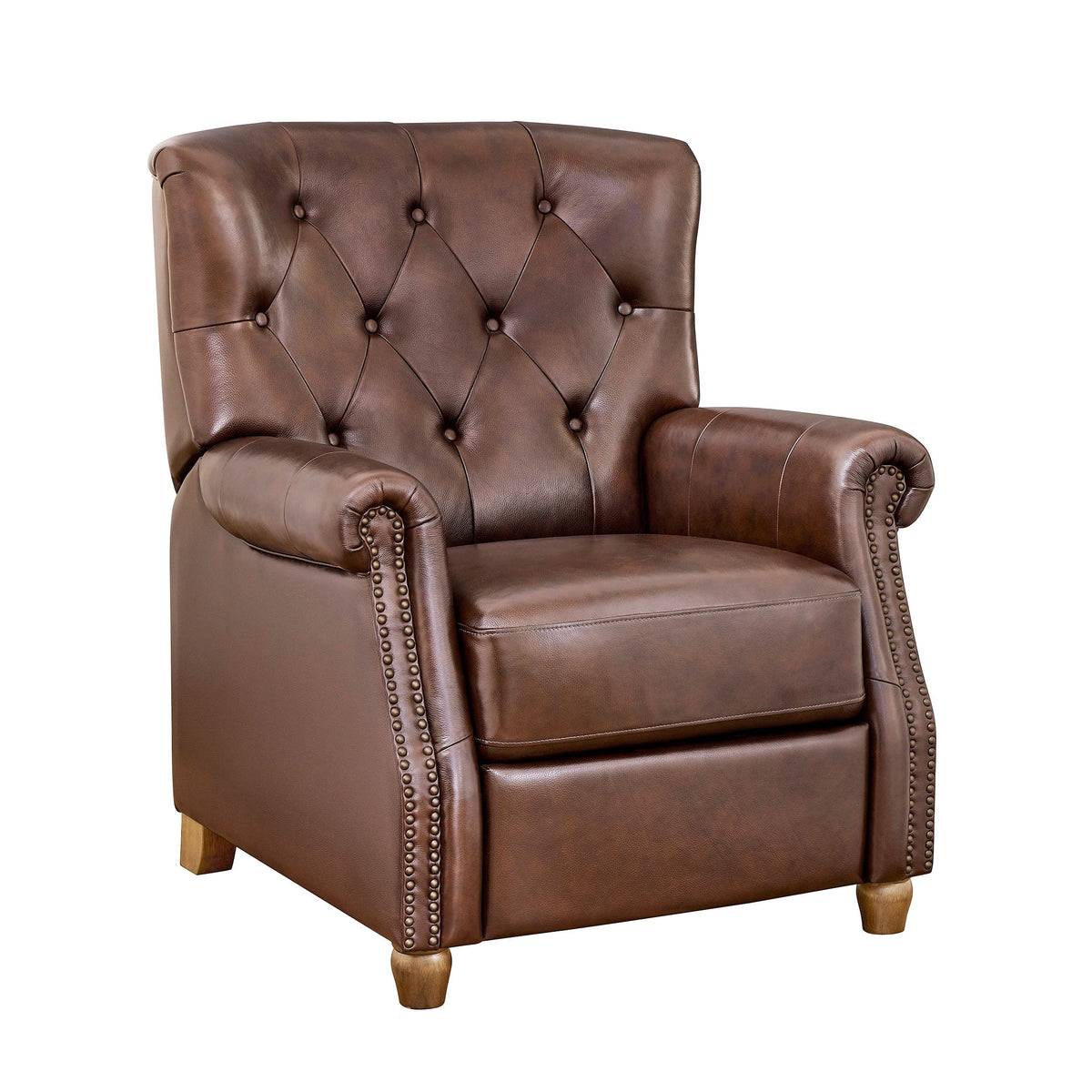 Harper Leather Recliner with Whiskey Upholstery