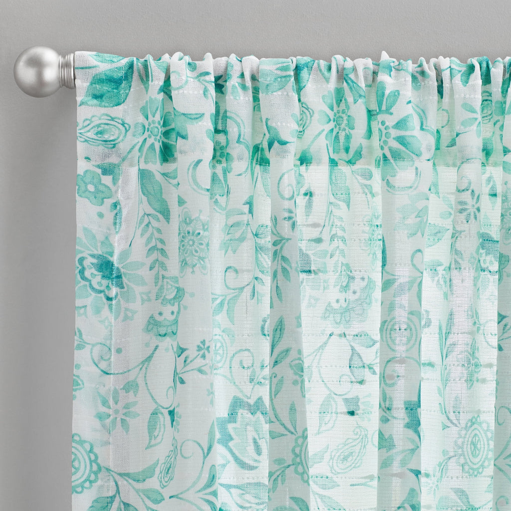 Maize Sheer Curtain Panel, Teal, 1 Panel, 50"W x 84"L