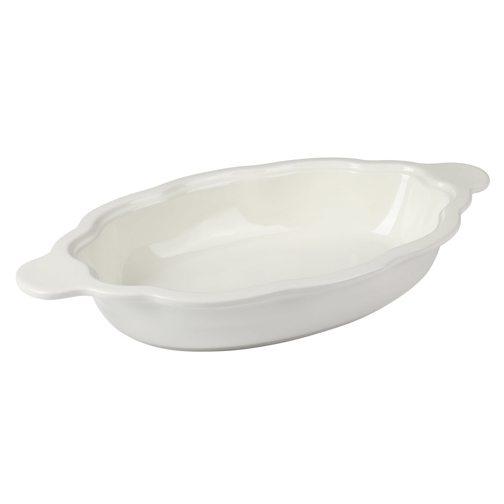 3-Quart Oval Pumpkin Stoneware Baker with Lid, Linen