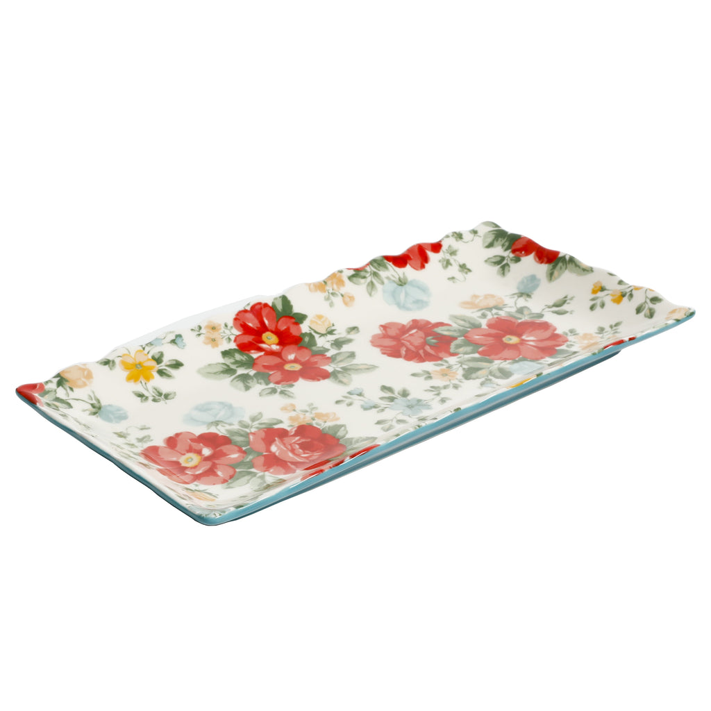 Floral Medley 12.3" Stoneware Serving Platters, 3-Piece Set