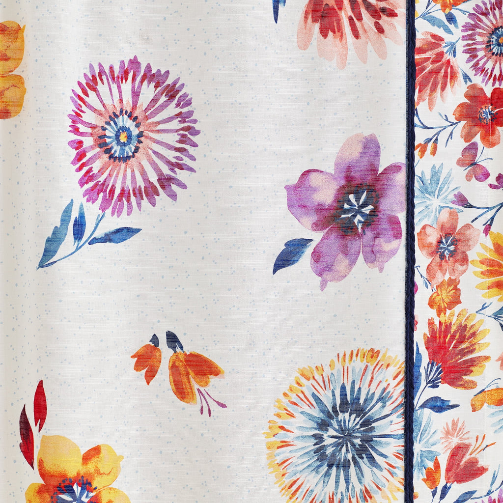 Sheer Cotton Curtain Panel, Floral, 1 Panel, 50"W x 84"L