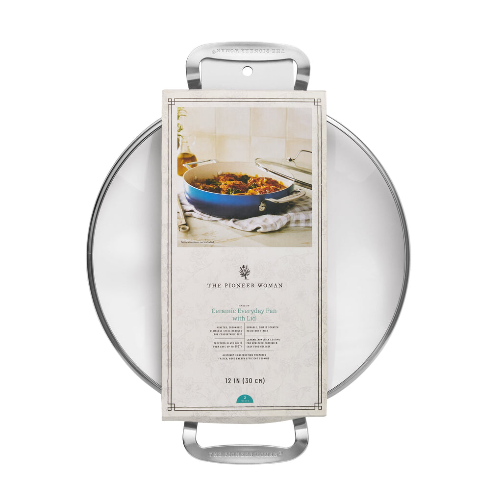 Harlow 12" Ceramic Nonstick Everyday Pan with Lid, Denim Blue