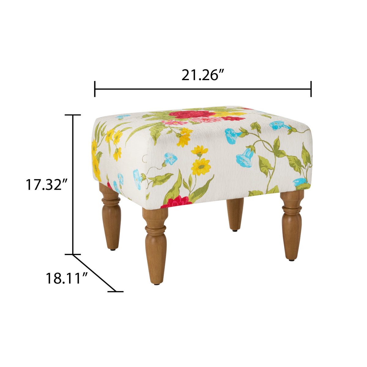 Sweet Rose Ottoman, White, 17.25 in