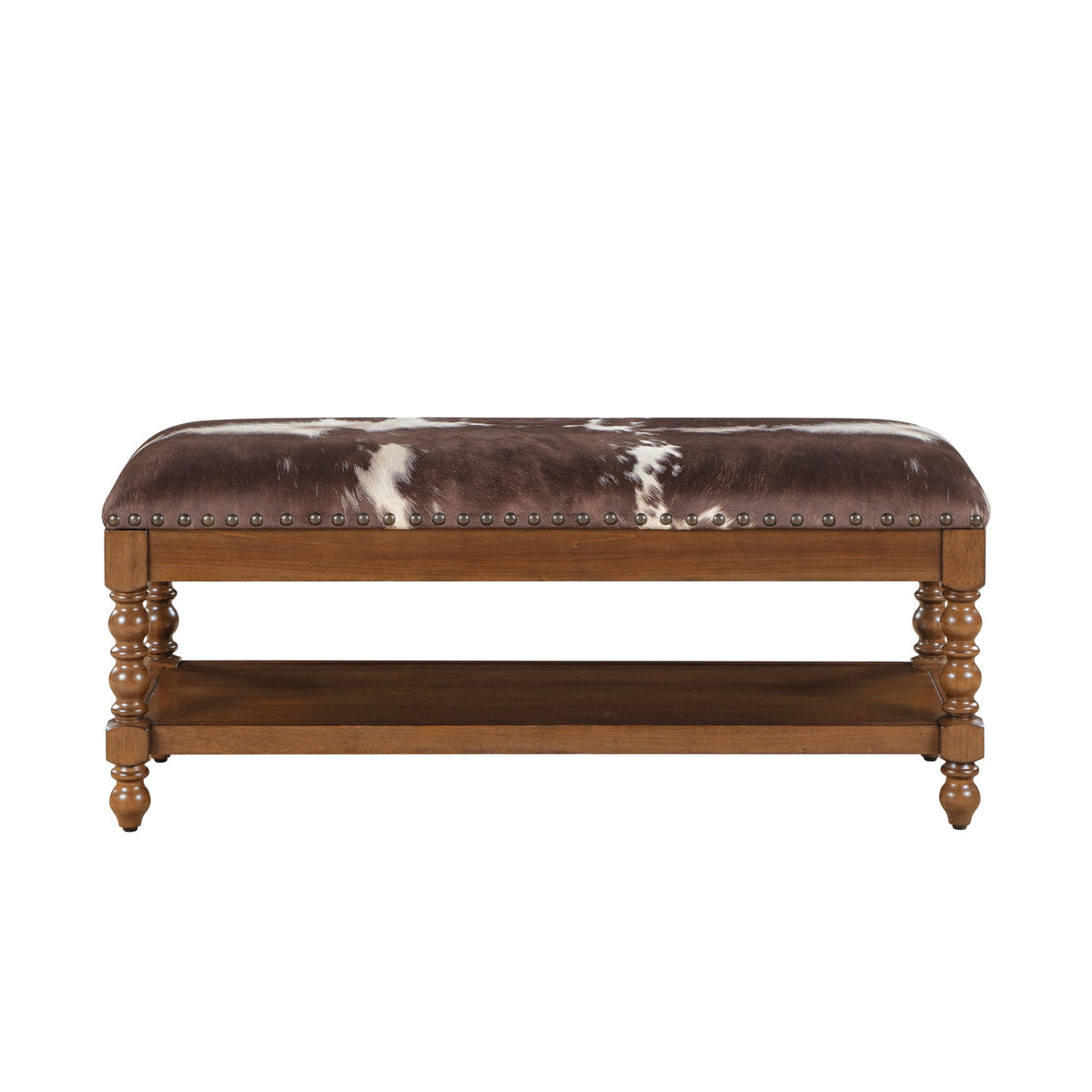 Harper Bench, Faux Cowhide Fabric