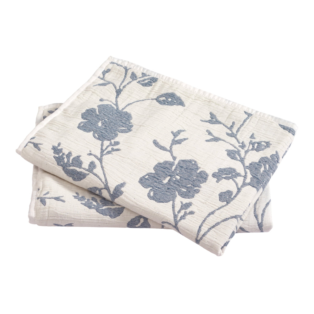 Agatha Floral Gauze Pillow Sham, Standard, Blue Dust, 2 Pack - Cozy Cottage