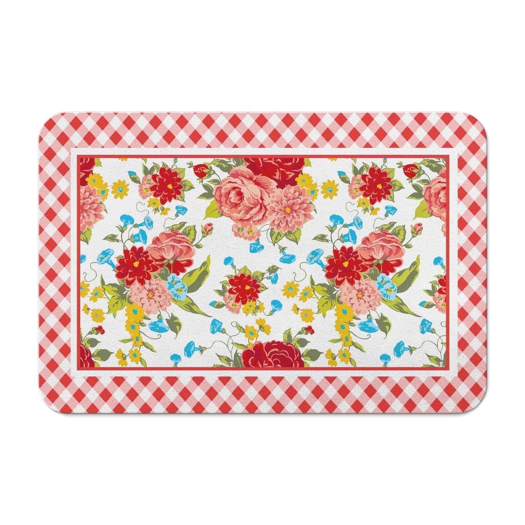 Flower Kitchen Mat 2-Piece Set Farmhouse Anti-Fatigue Water-Resistant Stain-Resistant Non-Slip Floor Mat